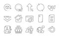 Employees group, Return package and Scroll down icons set. 360 degree, Refresh and 360 degrees signs. Vector