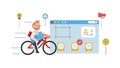 Employees hurriedly ride bicycles to deliver web design work