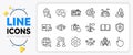 Employees messenger, Inspect and Chemistry lab line icons. For web app. Vector