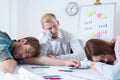 Employees after night at work Royalty Free Stock Photo