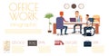 Employees Office Work Flat Vector Infographics