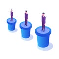 Employees professional growth, career achievements isometric concept.