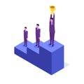 Employees professional growth, career achievements isometric concept.