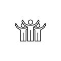 employees raised hands line icon. Element of business organisation icon for mobile concept and web apps. Thin line employees Royalty Free Stock Photo