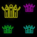 employees raised hands neon color set icon. Simple thin line, outline vector of business organisation icons for ui and ux, website