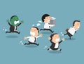The employees running away from their bad boss Royalty Free Stock Photo