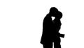 Employees silhouettes passionately hugging and kissing in office lovers cheating Royalty Free Stock Photo