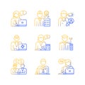 Employees team gradient linear vector icons set