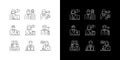Employees team linear icons set for dark and light mode