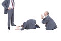 Businessmen begging their boss Royalty Free Stock Photo