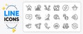 Employees wealth, Approved and Place line icons. For web app. Vector