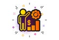 Employees wealth icon. Work results sign. Money chart. Vector