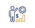 Employees wealth line icon. Work results sign. Money chart. Vector