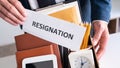 Employees who intend to quit work with resignation letters for quit or change of job leaving the office, unemployment, resigned