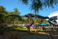 Employees working outdoors at Googleplex headquarters main office