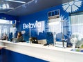 Employees in the workplace in office of the Belarusian state airline Belavia, located in the capital of Belarus, Minsk