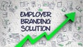 Employer Branding Solution Drawn on White Brick Wall. 3D.