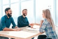 Employer shaking hands with a new employee of the company. Royalty Free Stock Photo