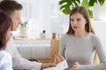 Employers and candidate sitting in office during interview Royalty Free Stock Photo