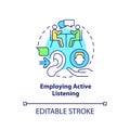 Employing active listening concept icon