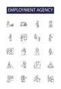 Employment agency line vector icons and signs. Agency, Job, Recruitment, Hiring, Search, Staffing, Seekers, Applicants