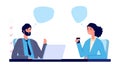 Employment concept. Business interview vector illustration. Flat business male and female characters. Man and woman Royalty Free Stock Photo