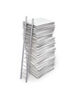 Employment concept . Ladder to the stack of blank paper.