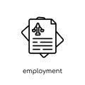 Employment icon. Trendy modern flat linear vector Employment icon on white background from thin line law and justice collection