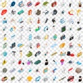 100 employment icons set, isometric 3d style