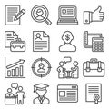 Employment and Job Resume Icons Set on White Background. Line Style Vector