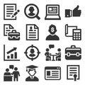 Employment and Job Resume Icons Set on White Background. Vector