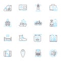 Employment journeys linear icons set. Career, Job, Resume, Interview, Nerking, Promotion, Advancement line vector and