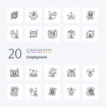 20 Employment Line icon Pack like hardware computer chair teamwork interview Royalty Free Stock Photo