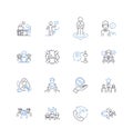 Employment odyssey line icons collection. Career, Job, Resume, Interview, Nerking, Success, Achievement vector and