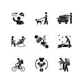 Employment opportunities black glyph icons set on white space
