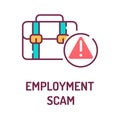 Employment scam color line icon on white background. Jobs fraud. Fake promise to give a job. Pictogram for web page, mobile app,