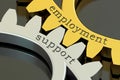 Employment support concept on the gearwheels, 3D rendering Royalty Free Stock Photo