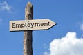 Employment - wooden signpost with one arrow