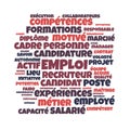 Employment word cloud vector illustration in French language Royalty Free Stock Photo