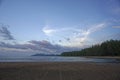 Emply ocean beach view from remote island at dusk