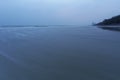 Emply ocean view from remote place at dusk, Lonely wandering in Dark beach