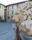 Empoli,Tuscany, Italy. Farinata Degli Uberti square in the evening with fountain-Fontana delle Naiadi.