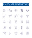 Empolyee motivation line icons signs set. Design collection of Empowerment, Engagement, Goal setting, Rewards