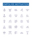 Empolyee motivation line icons signs set. Design collection of Empowerment, Engagement, Goal setting, Rewards