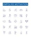 Empolyee motivation line icons signs set. Design collection of Empowerment, Engagement, Goal setting, Rewards