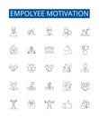 Empolyee motivation line icons signs set. Design collection of Empowerment, Engagement, Goal setting, Rewards