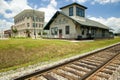 Emporia Virginia Train depot and railroad tracks in rural southeastern Virginia Royalty Free Stock Photo