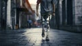 Empowered Mobility: Walking with Confidence Using a Bionic Prosthetic Leg.Generated image Royalty Free Stock Photo