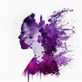 Empowered Woman in a Double Exposure of Violet and Purple Colors.