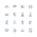 Empowering and enabling line icons collection. Motivate, Encourage, Inspire, Strengthen, Boost, Energize, Support vector